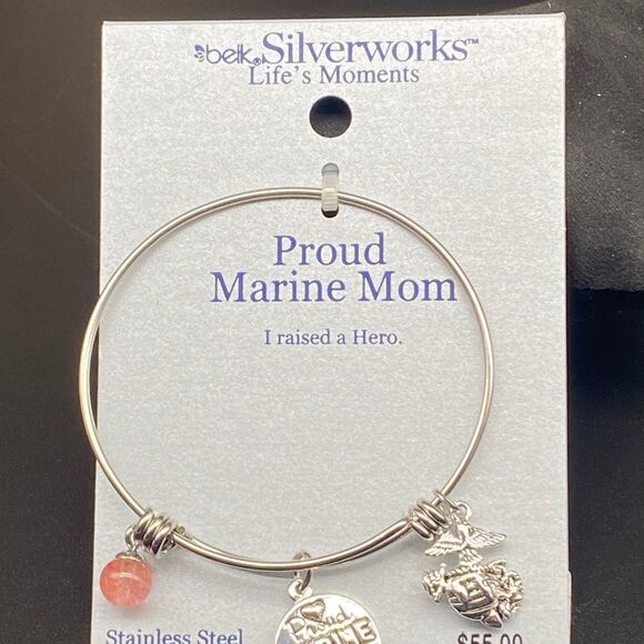 Stainless steel “Proud Marine Mom” bracelet by Belk Silverworks NWOC - Picture 4 of 6